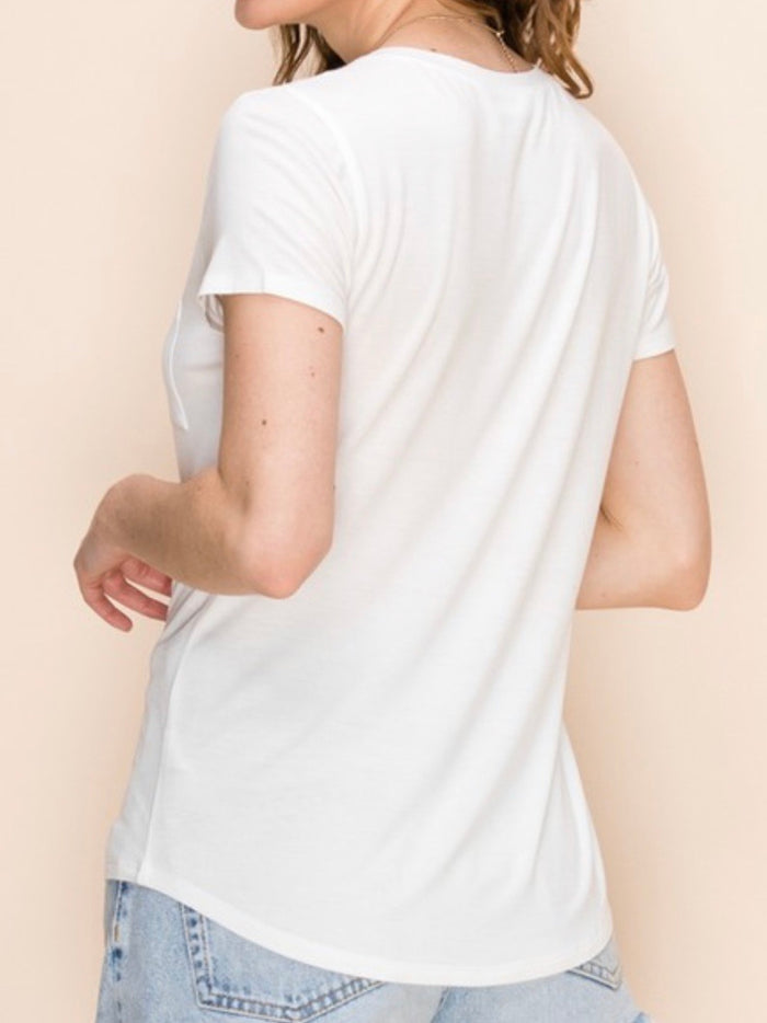 Basic Pocket V Neck