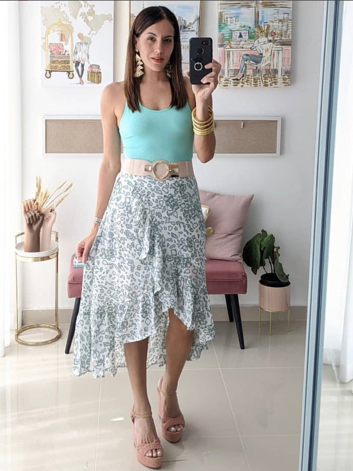 Leopard Floral Wrap Skirt
