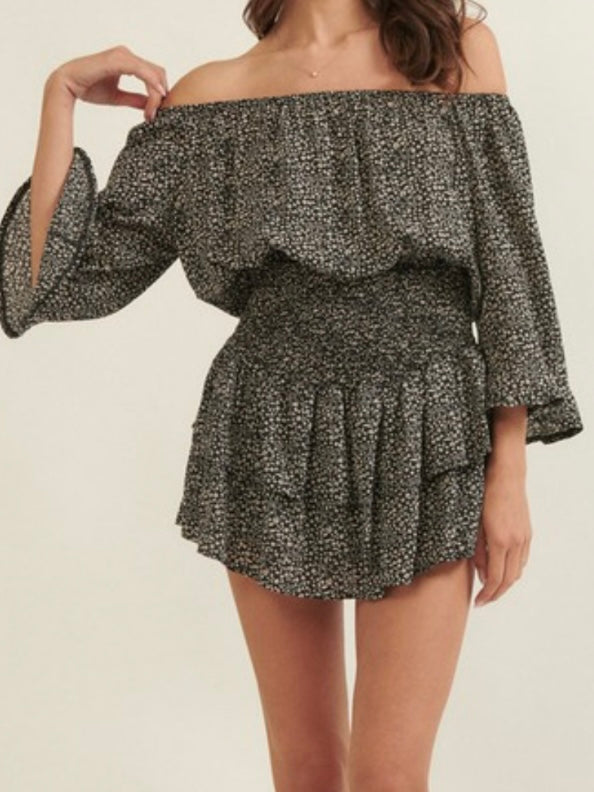 Black Off Shoulder Romper