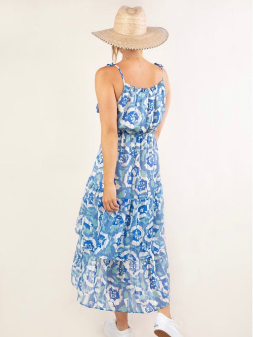 Blue Abstract Hi Low Dress