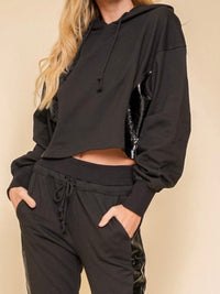 Faux Leather Side Panel Jogger Set