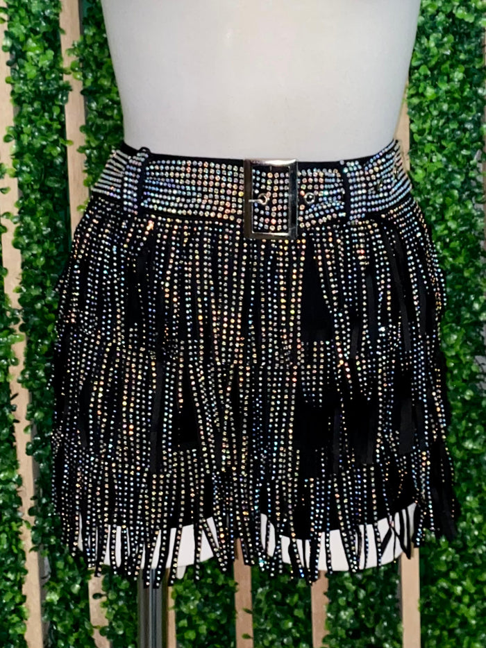 Embellished Fringe Skort