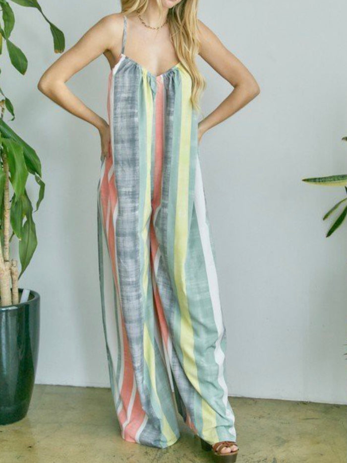 Multi Stripe Wide Leg Jumpsuit