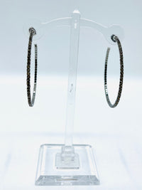 Gunmetal Crystal Hoops