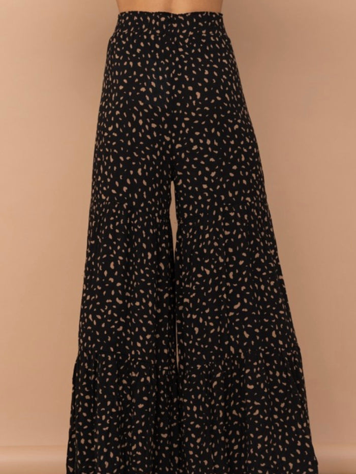 Caramel Printed Tiered Wide Leg Pants