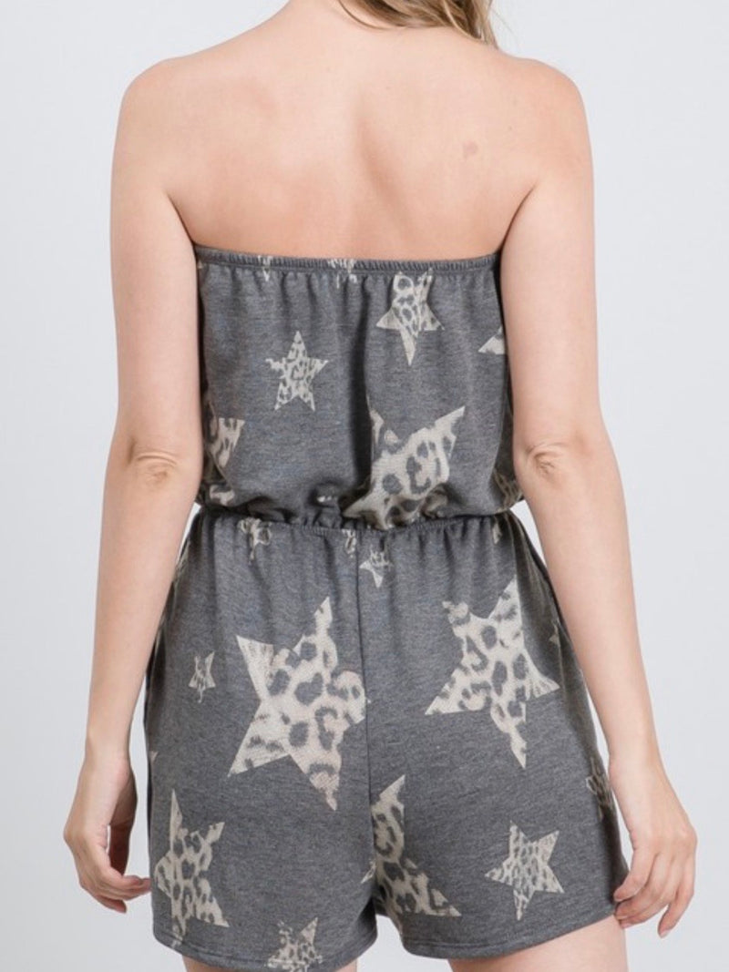 Star Animal Print strapless Romper