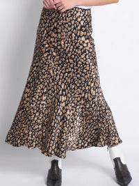 Leopard Biased Midi Skirt