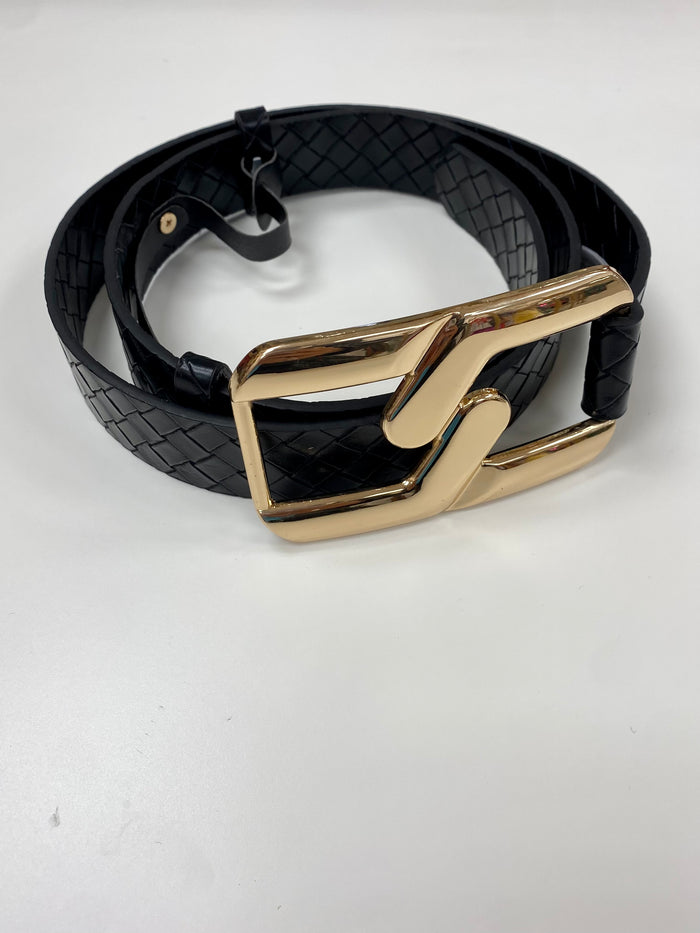 Rectangle Detail Buckle Weave Belt