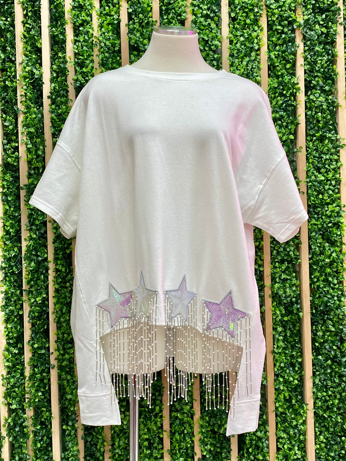 Sequin Star Patch  Oversized Tee