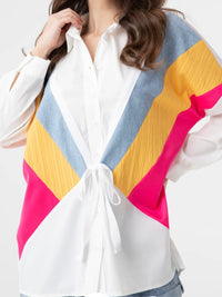 Color Blocked Button Down Blouse