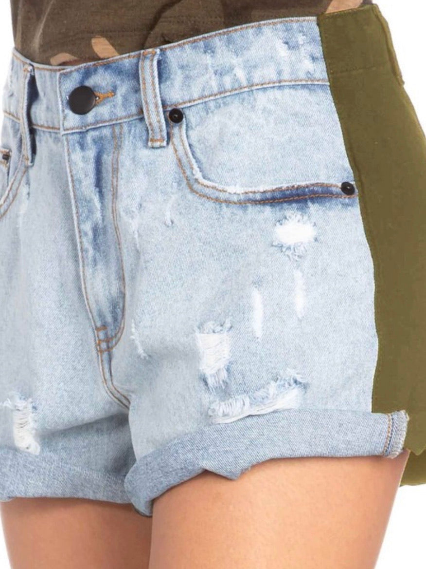 Two tone Denim Shorts