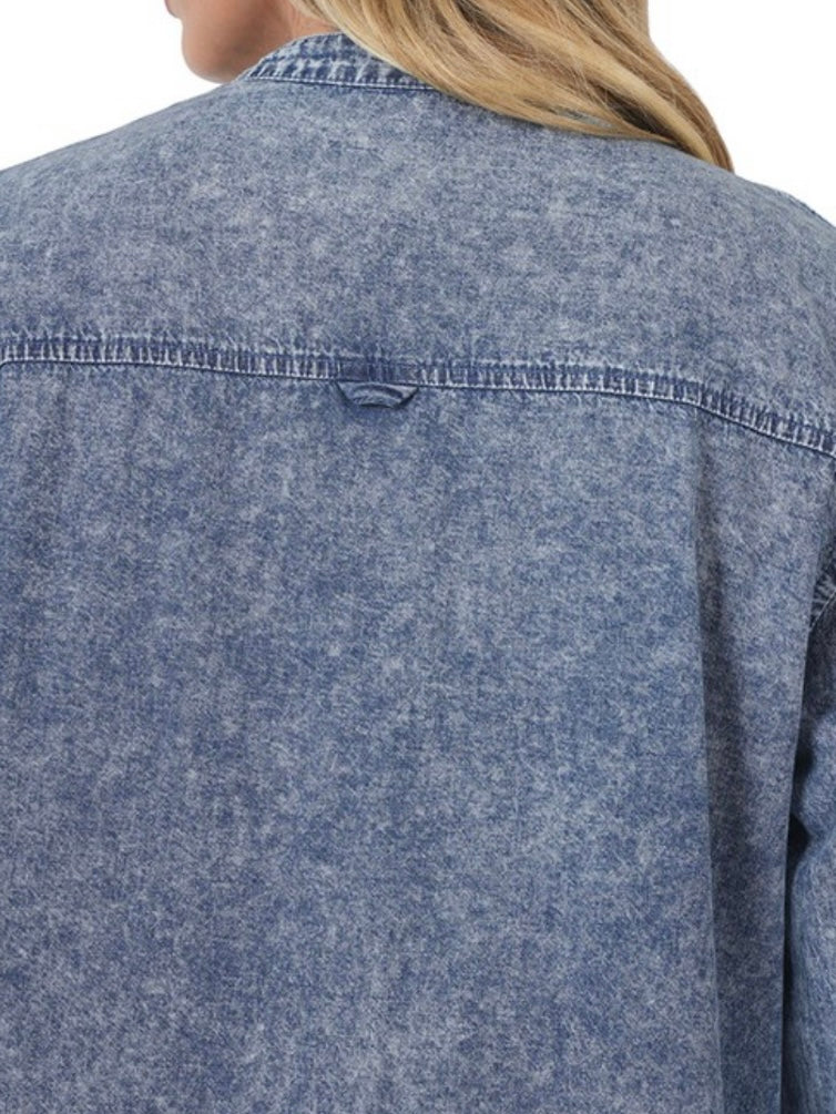 Blue Washed Chambray Drop Waist Short
