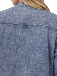 Blue Washed Chambray Drop Waist Short