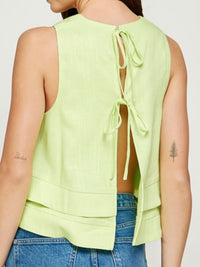 Lime Linen Layered Top