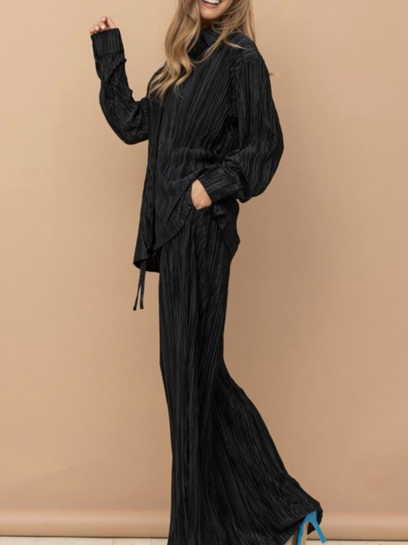 Black Pleated Pant Set