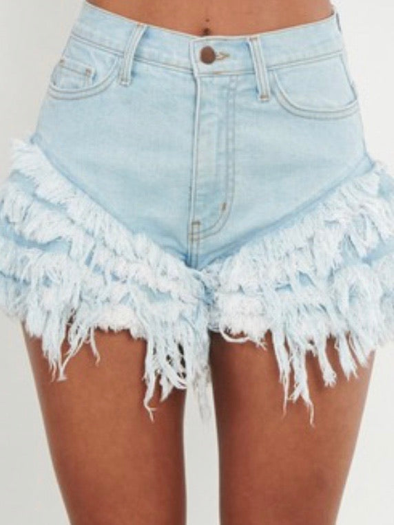 Ruffled Denim Short