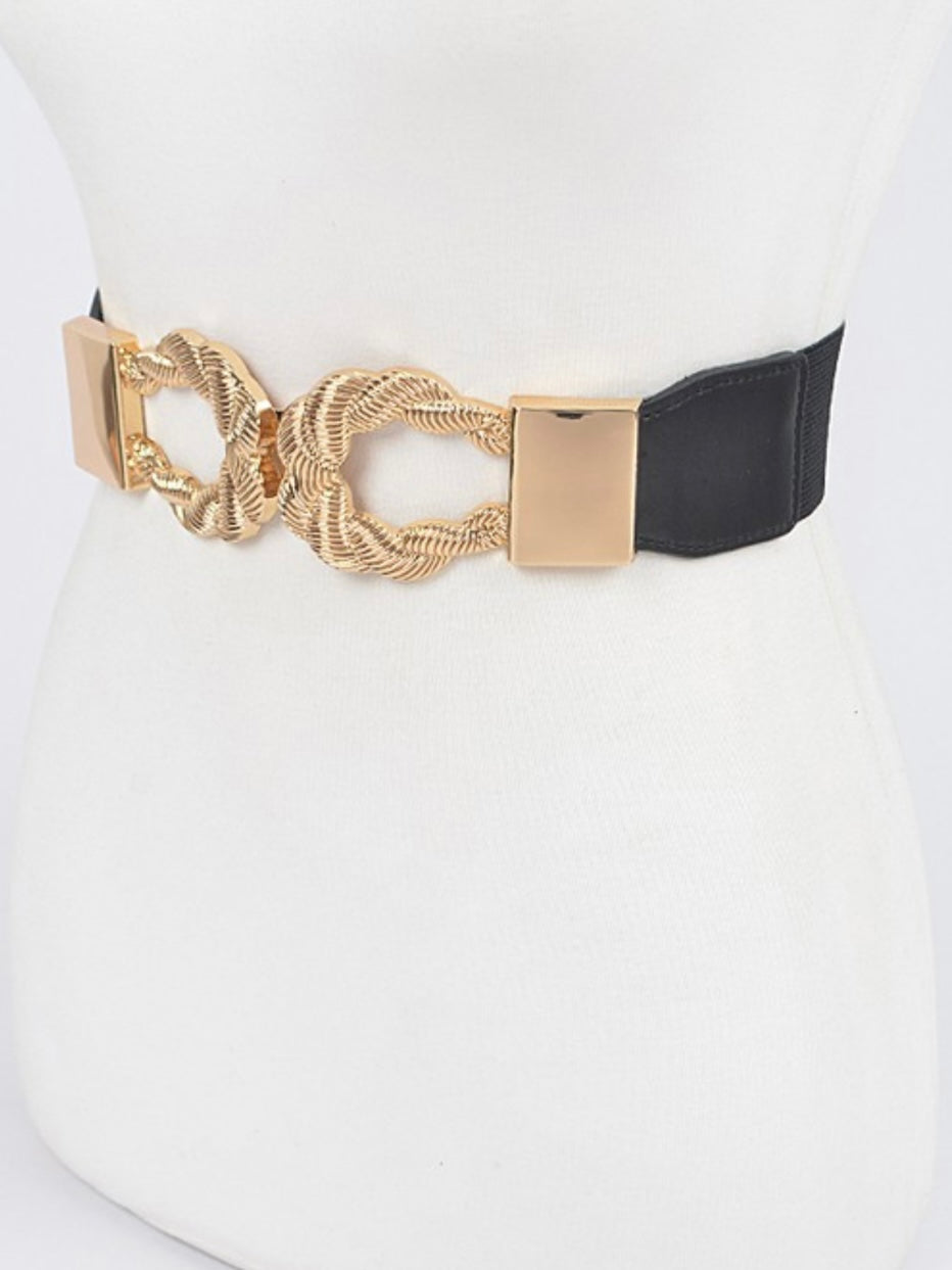 Textured Buckle Elastic Belt