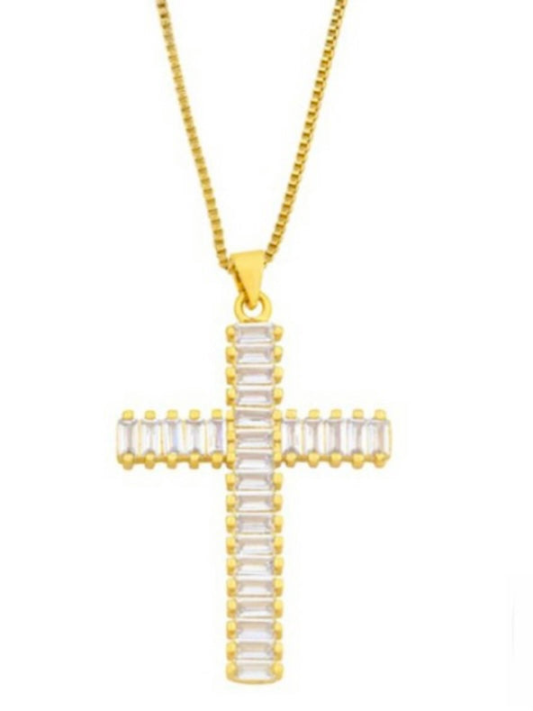 Czech Crystal Stainless Steel Cross Necklace