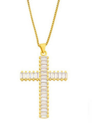 Czech Crystal Stainless Steel Cross Necklace