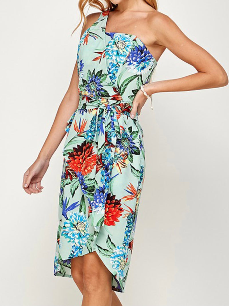 Tropical One shoulder Dress