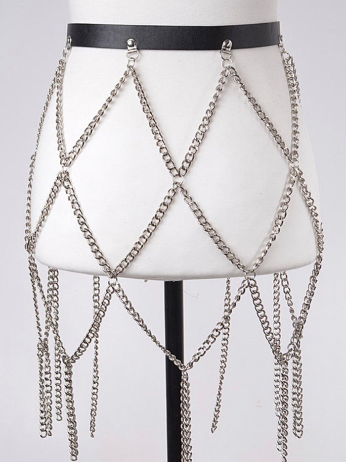 Black Silver Chain Skirt Belt