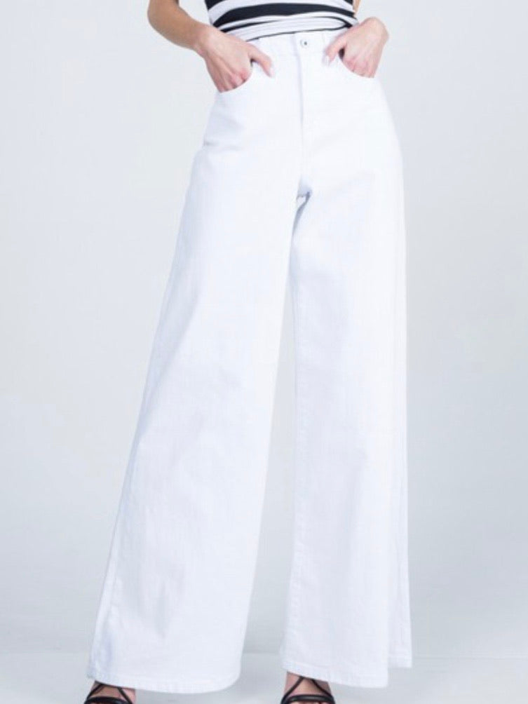 White Wide Leg Palazzo Denim