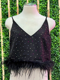 Rhinestone Studded Feather Cami