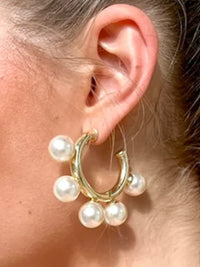 Gio Large Pearl Bead Hoops