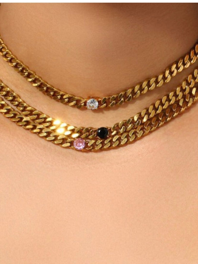 Cuban Chain Zirconia Choker Necklace