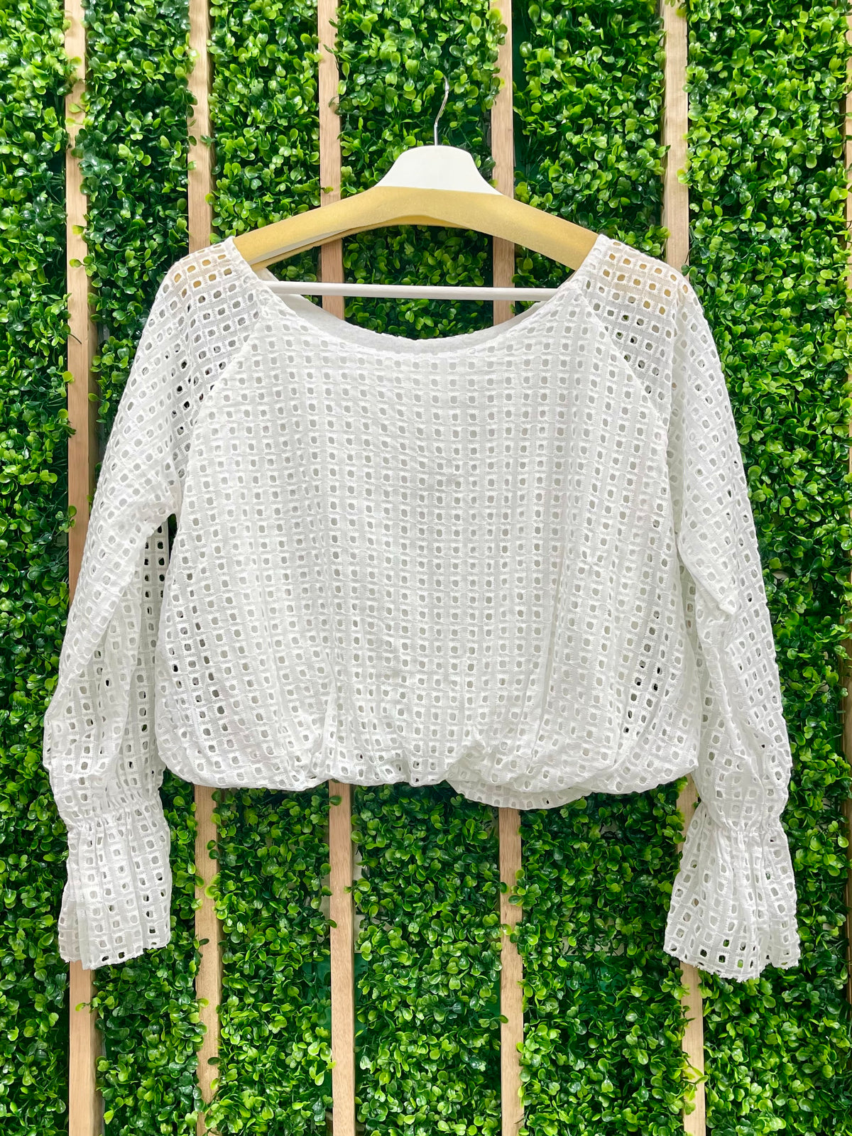 Eyelet Off Shoulder Crop Top