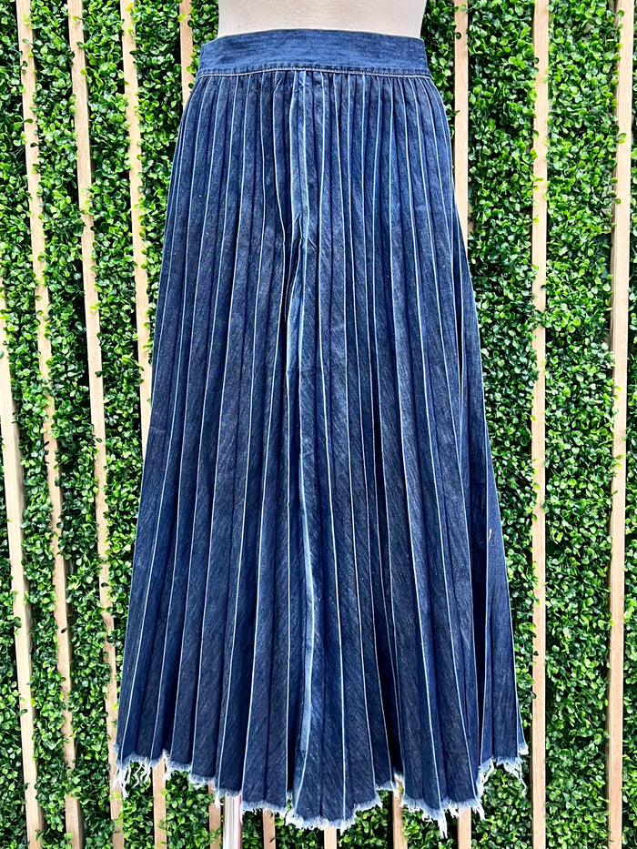 Denim Pleated Skirt