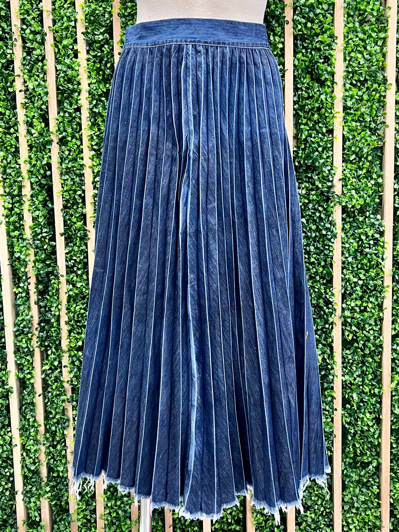 Denim Pleated Skirt