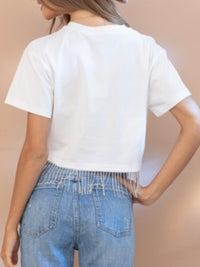 Rhinestone Fringe Crop Shirt