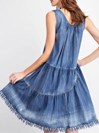 Distressed Denim Sleevesless Dress