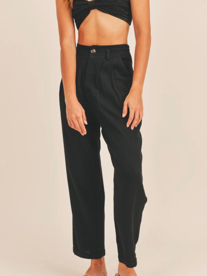 Linen Crop Top Pant Set