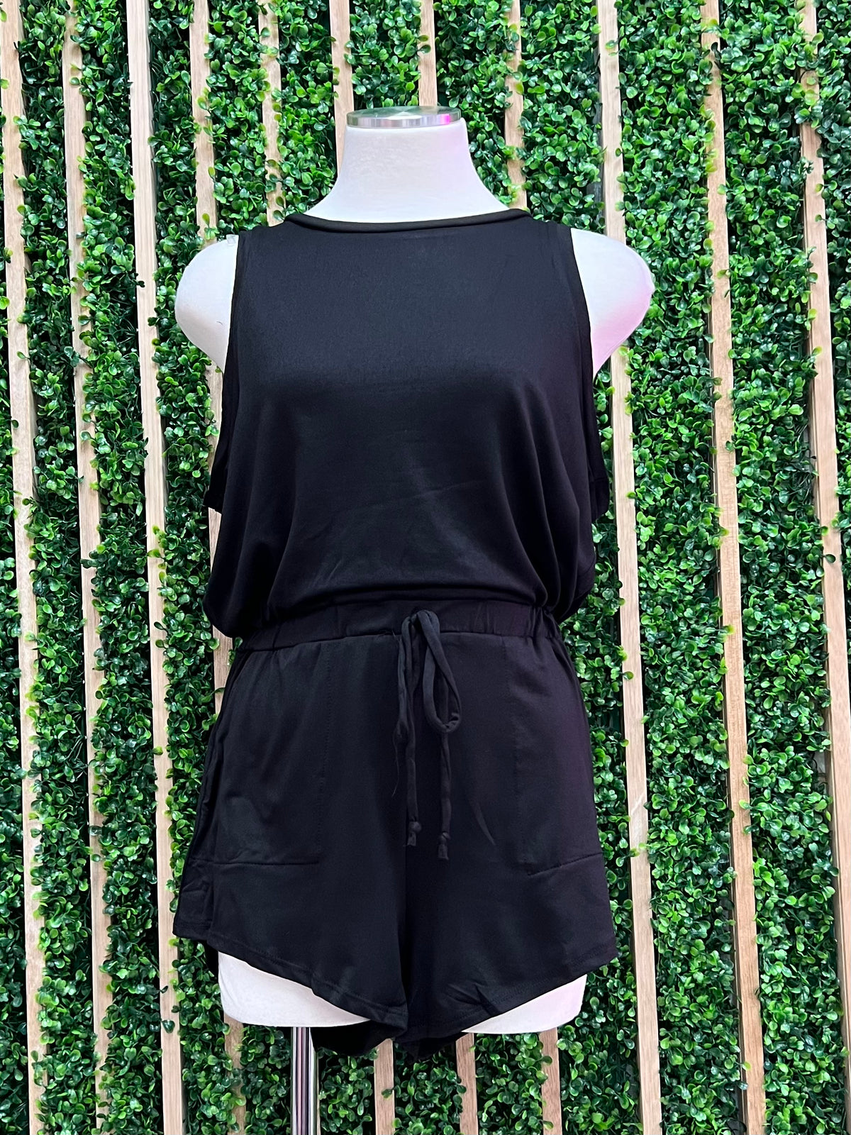 Black U Neck Romper