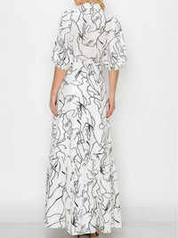 Scribble Print Maxi Dress