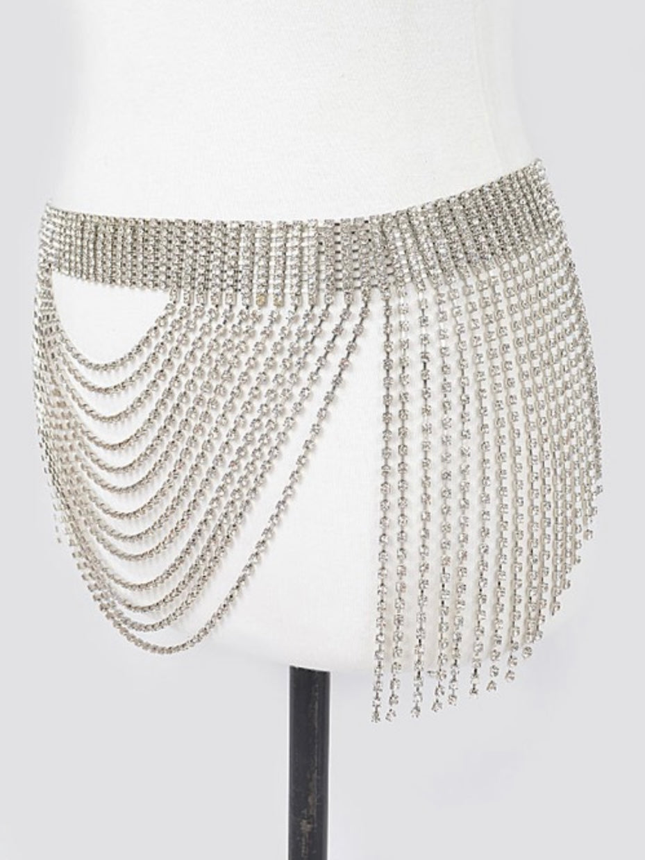 Rhinestone Multi Layered Drop Belt