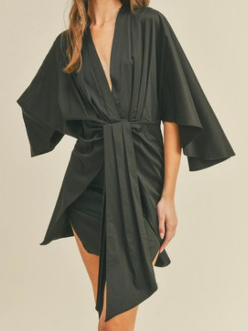 Black Kimono Short Dress