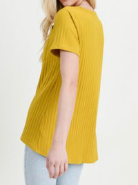 Mustard Lace Up Sleeve Top