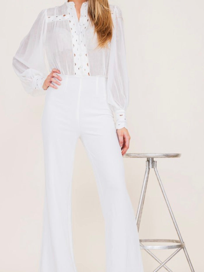 Lace Detail Long Sleeve Jumpsuit