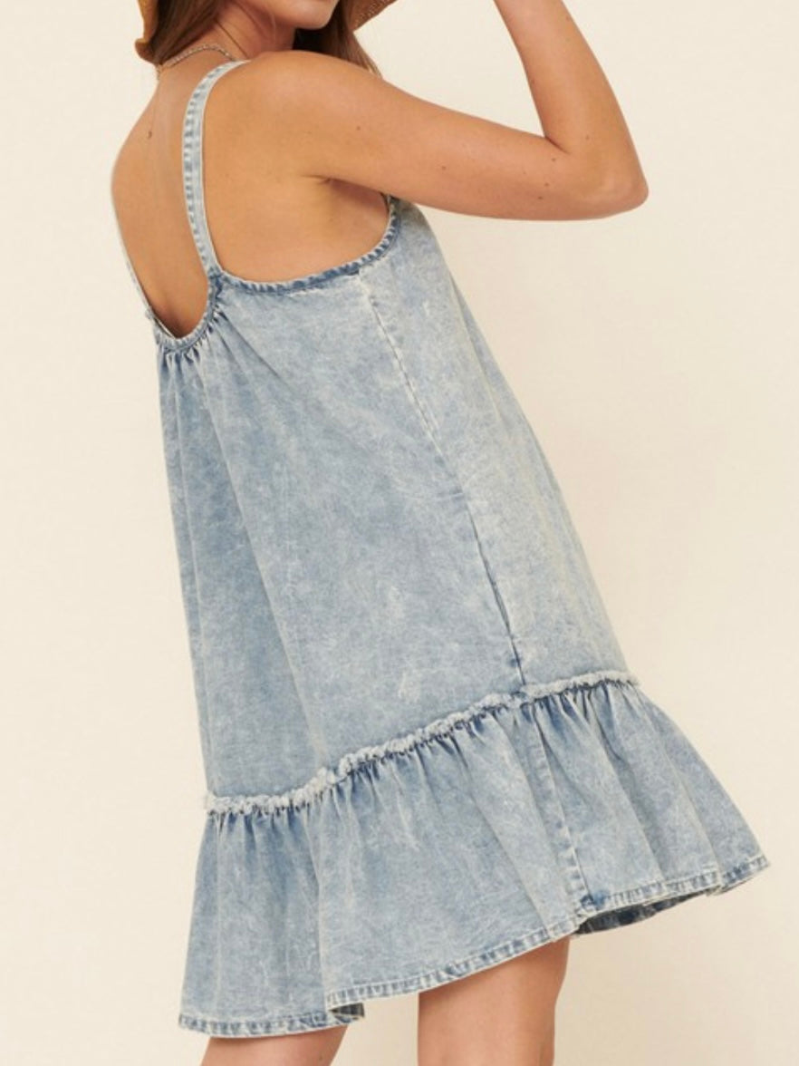 Denim Drop Waist Short Dress