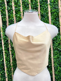 Open Back Satin Crop Top