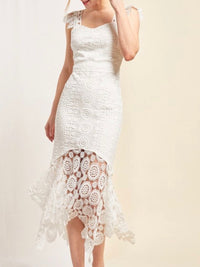 Delicate White Lace Midi Dress