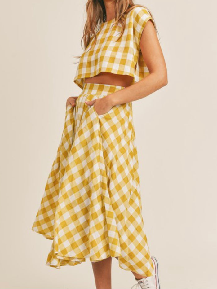 Gingham Midi Skirt Set