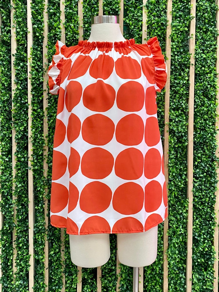 Mock Neck Polka Dot Top