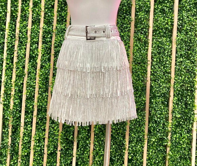 Metallic Fringe Party Skirt