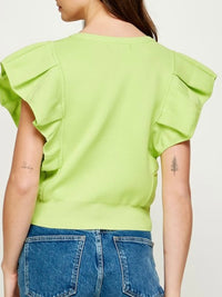Lime Ruffled Knit Top