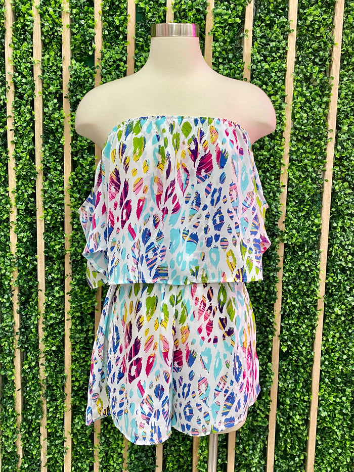 Multicolor Off Shoulder Romper