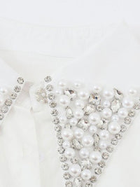 Rhinestone Collar Button Down Blouse